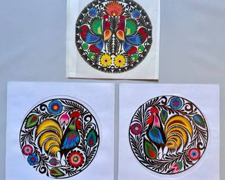 3 Polish Papercut Wycinanki Roosters Collage Art, Unframed
Lot #: 94