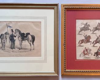 2 Vintage Cavalry Military Horses Hand Colored Prints
Lot #: 79