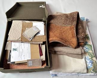 Box Of Fabric Samples, Towel With Unfinished Edge & Other Fabric Remnants Including Linen
Lot #: 60