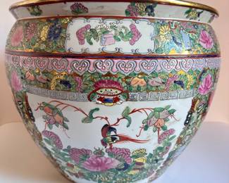 Large Vintage Chinese Glazed Ceramic Planter With Gold Trim
Lot #: 17