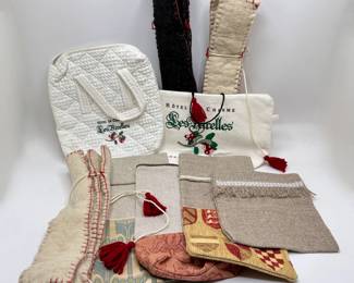 3 New Heavy Felt Wine Gift Bags, 2 French Toiletry Bags & 4 Handmade Fabric Gift Bags
Lot #: 187