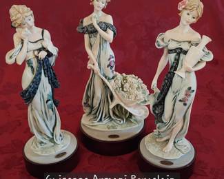 Guiseppe Armani Italian Porcelain figurines: The Dreamer, Gathering Roses, Sweet Water