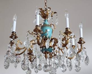 Stunning Italian crystal chandelier. 8 lights, huge crystals. $1,000. Available for pre-sale.