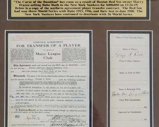 Large Curse of the Bambino framed wall art