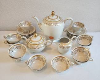 New / Old 24k gold painted coffee set