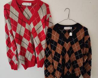 Vintage argyle cashmere sweaters