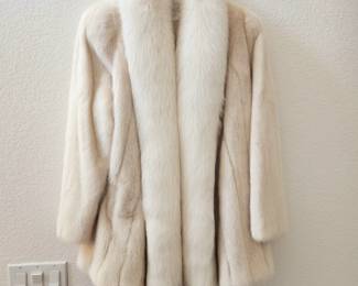 Blonde mink coat with fox collar