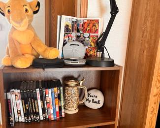 oak shelf with dvd and cd's 