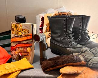 Gloves, boots, books 