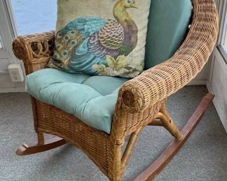 Wicker Rocking Chair With Cushions