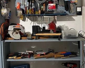 Mystery Tool Assortment Power Saw, Sander, Axes,  Much More