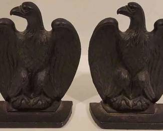 2 Cast Iron Eagle Bookends