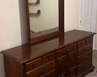 Large Wooden Dresser With Mirror 