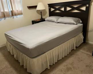 Queen Size Black Headboard, Bedframe, Mattress