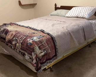 Queen Size Wooden Headboard, Bed Frame, Mattress