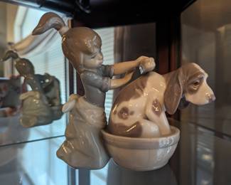 Lladro Bashful Bather Dog Figurine