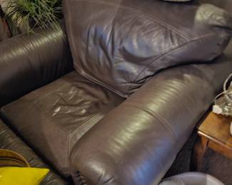 Leather Oversized Chair and Stool