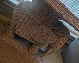 ELEPHANT TRAY TABLE, VINTAGE WICKER