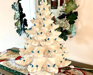 Large Vintage Ceramic Christmas Tree by Atlantic Mold Company.. lights up beautifully!