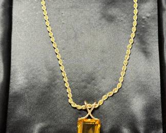 14k Chain with 10k Citrine Pendant