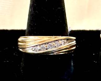 Mens diamond band pearl and gemstone rings