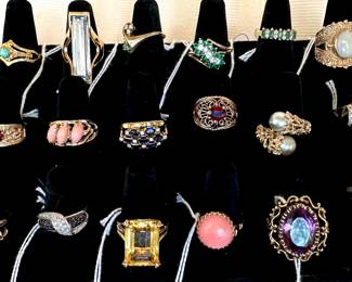 Many 14kt rings some 10k all type stones look at pictures