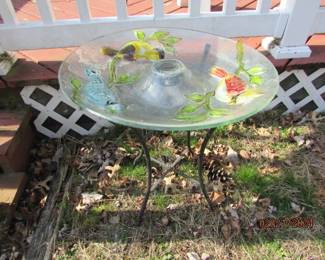 glass birdbath