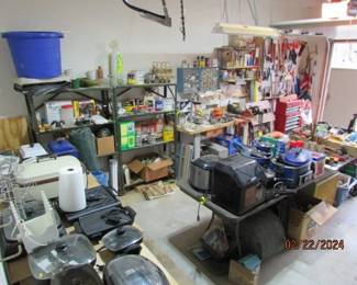 cookware, bakeware, garden items, garage items