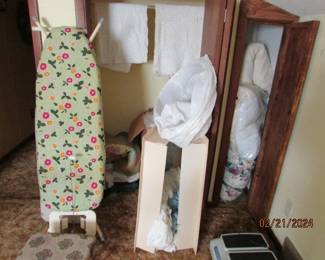 comforters, ironing boards, footstool