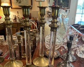 Brass and Acrylic fab candle sticks
