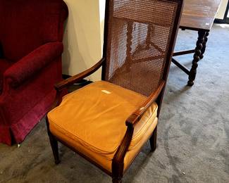 Chair with leather seat and wicker back