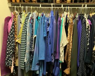 Lots of clothes… lots.   Designer. Very nice. All sizes.