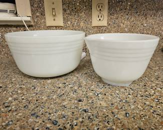 Vintage White Ribbed Milk Glass Pyrex Mixing Bowls