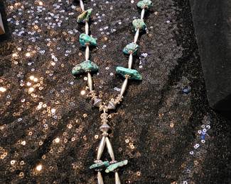 Turquoise necklace sterling silver