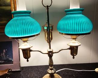 1970's Vintage Brass ribbed student desk lamp