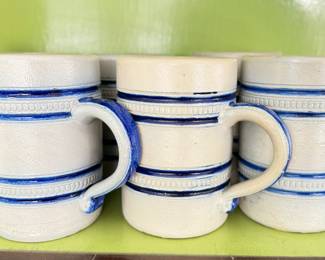 Set of 6 Blue & White German Coffee Mugs. Photo 1 of 2.