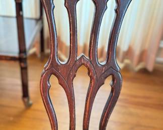 Vintage Mahogany Corner Chair Chair With Caramel Color Leather Upholstered Seat and Nail Head Trim. Measures 30" W x 20" H. Photo 5 of 5.
