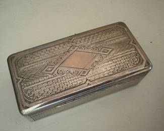 3.25" x 1.75" German Sterling Silver Snuff Box. Circa 1860. Photo 1 of 2.