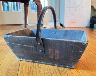 Vintage Wood Pail with Metal Handle.