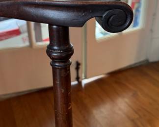 Vintage Mahogany Corner Chair Chair With Caramel Color Leather Upholstered Seat and Nail Head Trim. Measures 30" W x 20" H. Photo 4 of 5.