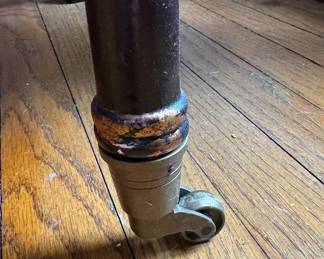 Vintage Hand-Painted Bird Motif Three-Tier Side Table on Casters with Finials and Brass Gallery. Photo 5 of 5.