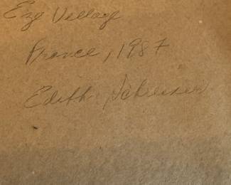 "Eza Village," Watercolor. Signed on Back By Artist. France. 1987. Photo 2 of 2.