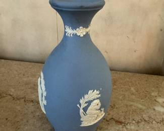 Vintage Wedgwood Blue Jasperware Bud Vase. Photo 1 of 3.