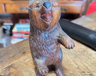 Small Hand-Carved Wood Grizzly Bear.