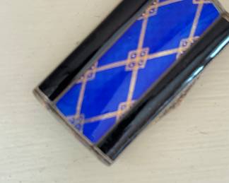 3" W Lacquered Box with Metal and Mother of Pearl Inlay. Circa 1880. Photo 1 of 2.