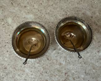 Pair of Sterling Salt Cellars with Spoons. Photo 2 of 2.