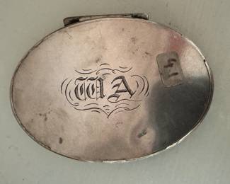 Oval Mother of Pearl and Silver Shell Design Snuff Box. Circa 1850. Photo 3 of 3.