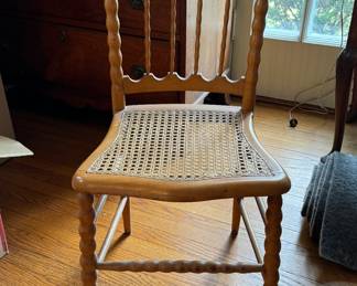 Vintage Turned-Wood Back Cane Seat Chair. Photo 1 of 2.