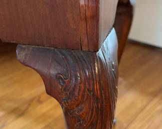 Antique Mahogany Queen Ann Side Table with Cabriole Legs. Circa 1740. Measures 31"W x 20" D x 28" H. Photo 4 of 4.