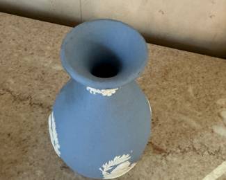 Vintage Wedgwood Blue Jasperware Bud Vase. Photo 2 of 3.
